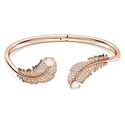 楽天angelicaスワロフスキー アメリカ アクセサリー ブランド かわいい Swarovski Nice Bangle Bracelet, Rose Gold-Tone Finished Feather Motif with Pink Pav? and Clear Stones, Part of the Nice Collection, Size Lスワロフスキー アメリカ アクセサリー ブランド かわいい