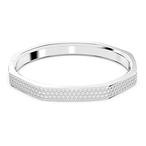 スワロフスキー アメリカ アクセサリー ブランド かわいい SWAROVSKI Dextera Bangle Bracelet, Size L, Octagon Shape with White Crystal Pav? on Rhodium Finished Band, Part of the Dextera Collectionスワロフスキー アメリカ アクセサリー ブランド かわいい