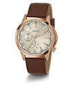 ゲス 腕時計 ゲス GUESS メンズ GUESS Men's 44mm Watch - Brown Strap White Dial Rose Gold Tone Case腕時計 ゲス GUESS メンズ