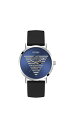 rv QX GUESS Y GUESS Mens 44mm Watch - Black Strap Blue Dial Silver Tone Caserv QX GUESS Y