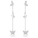 スワロフスキー アクセサリー 海外モデル Swarovski Lilia Drop Pierced Earrings, with White Crystal Pav? and Butterfly Motif, on Rhodium-Plated Setting, Part of the Swarovski Lilia Collectionスワロフスキー アクセサリー 海外モデル