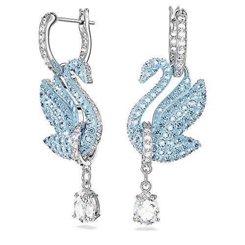 楽天angelicaスワロフスキー アメリカ アクセサリー ブランド かわいい Swarovski Iconic Swan Drop Earrings, Rhodium Finished Swan Motif with Blue Pav? and Clear Stones, Part of the Swarovski Iconic Swan Collectスワロフスキー アメリカ アクセサリー ブランド かわいい