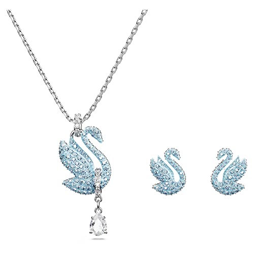 楽天angelicaスワロフスキー アメリカ アクセサリー ブランド かわいい SWAROVSKI Iconic Swan Earring and Necklace Set, Rhodium Finished Swan Motif with Blue Pav? and Clear Stones, Part of the Iconic Swan Collecスワロフスキー アメリカ アクセサリー ブランド かわいい