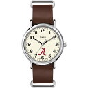 腕時計 タイメックス メンズ TIMEX Men's Collegiate Weekender 40mm Watch ? Alabama Crimson Tide with Brown Genuine Leather Slip-Thru Strap腕時計 タイメックス メンズ