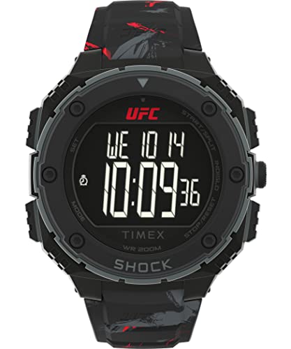 腕時計 タイメックス メンズ Timex UFC Men's Shockxl 50mm Watch - Black Strap Digital Dial Black Case腕時計 タイメックス メンズ