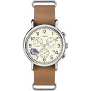 腕時計 タイメックス メンズ Timex Tribute Men's Collegiate Weekender Chrono 40mm Watch ? Gonzaga Bulldogs with Tan Genuine Leather Slip-Thru Strap腕時計 タイメックス メンズ
