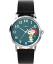 rv ^CbNX fB[X Timex Marlin? Hand-Wound x Snoopy Holiday 34mm Leather Strap Watch TW2V63200, Green, straprv ^CbNX fB[X