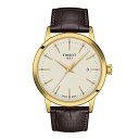 腕時計 ティソ メンズ Tissot Mens Classic Dream 316L Stainless Steel case with Yellow Gold PVD Coating Quartz Watch, Brown, Leather, 22 (T1294103626100)腕時計 ティソ メンズ