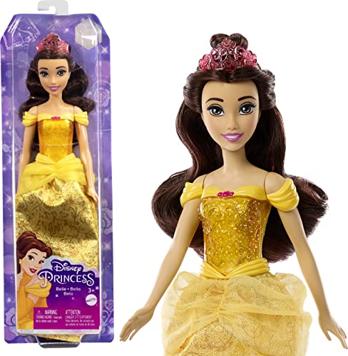 バービー バービー人形 Mattel Disney Princess Belle Fashion Doll, Sparkling Look with Brown Hair, Brown Eyes Tiara Accessoryバービー バービー人形