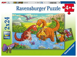 ジグソーパズル 海外製 アメリカ Ravensburger 05030 Dinosaurs at Play 2 x 24 Piece Puzzles in a Box - 2 x 24 Piece Puzzles for Kids, Every Piece is Unique, Pieces Fit Together Perfectlyジグソーパズル 海外製 アメリカ