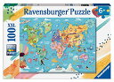 ジグソーパズル 海外製 アメリカ Ravensburger Map of The World 100 Piece XXL Jigsaw Puzzle forKi...