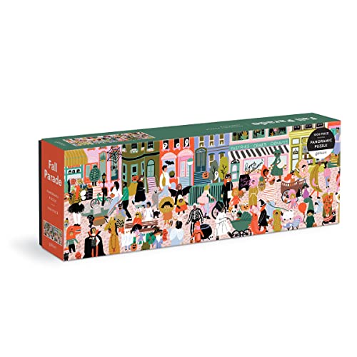 ѥ  ꥫ Galison Halloween Parade Fall 1000 Piece Panoramic Puzzle - Colorful and Bright Jigsaw Puzzle, Thick and Sturdy Pieces, Family Activityѥ  ꥫ