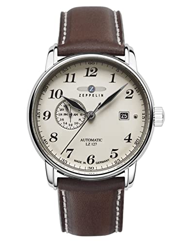 腕時計 ツェッペリン メンズ ゼッペリン ドイツ Zeppelin LZ127 GRAF Series Men 039 s Watch with Leather Strap Automatic 24 Hours Date 8668, Silver/Dark Brown, Strap腕時計 ツェッペリン メンズ ゼッペリン ドイツ