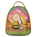ラウンジフライ アメリカ 日本未発売 バッグ コラボ Loungefly Peanuts Sunset Mini Backpack Brown-Multiラウン...
