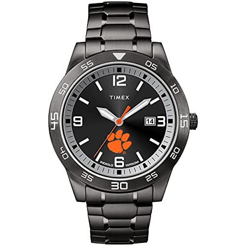 腕時計 タイメックス メンズ Timex Tribute Men's Collegiate Acclaim 42mm Watch ? Clemson Tigers with Black Stainless Steel Expansion Band腕時計 タイメックス メンズ