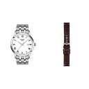 腕時計 ティソ メンズ Tissot Mens Classic Dream Stainless Steel Dress Watch Grey T1294101101300 Leather Brown Watch Strap, 22 (Model: T852046773)腕時計 ティソ メンズ