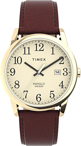 腕時計 タイメックス メンズ Timex Men's Easy Reader 38mm Watch - Brown Strap Cream Dial Gold-Tone..
