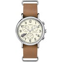 腕時計 タイメックス メンズ Timex Tribute Men's NHL Weekender Chrono 40mm Watch ? Detroit Red Wings with Tan Genuine Leather Slip-Thru Strap腕時計 タイメックス メンズ