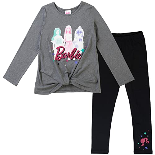 Сӡ Сӡͷ Barbie Toddler Girls Knotted Long Sleeve Graphic T-Shirt & Leggings Grey/Black 2TСӡ Сӡͷ