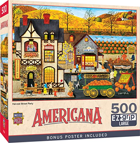 ジグソーパズル 海外製 アメリカ Baby Fanatics Masterpieces 500 Piece EZ Grip Jigsaw Puzzle for Adults, Family, or Kids - Harvest Street Party - 19.25"x26.75"ジグソーパズル 海外製 アメリカ