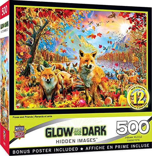ジグソーパズル 海外製 アメリカ Baby Fanatics Masterpieces 500 Piece Glow in The Dark Jigsaw Puzzle for Adults, Family, Or Kids - Fox and Friends - 15"x21"ジグソーパズル 海外製 アメリカ