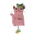 壁掛け時計 振り子時計 インテリア 海外モデル アメリカ Allen Designs Pretty Kitty Pink Floral Cat Pendulum...