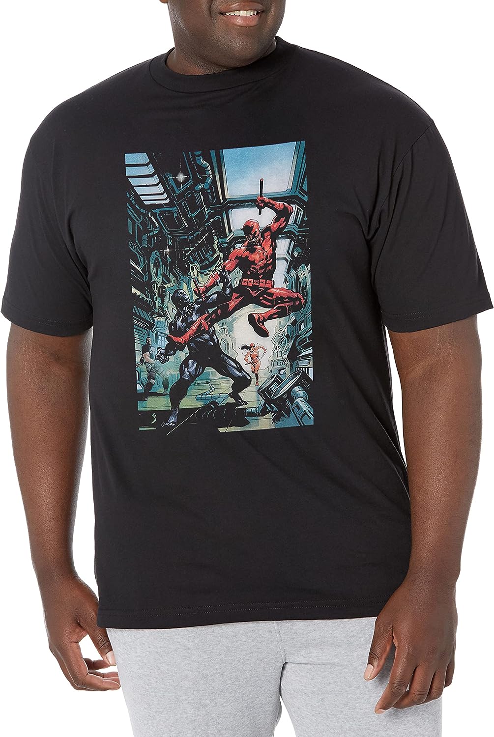 T 饯 եå ȥåץ ǥ Marvel Big & Tall Classic Black Panter D...