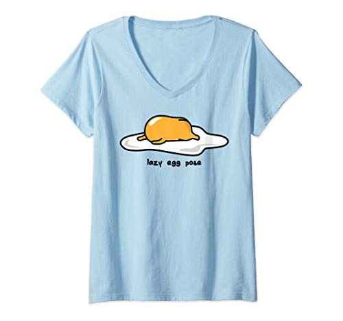 Tシャツ キャラクター ファッション トップス 海外モデル Womens Gudetama the lazy egg yoga pose V-N..