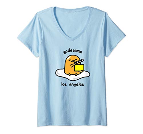 楽天angelicaTシャツ キャラクター ファッション トップス 海外モデル Womens Gudetama Los Angeles Hollywood Movie Clapper Film V-Neck T-ShirtTシャツ キャラクター ファッション トップス 海外モデル