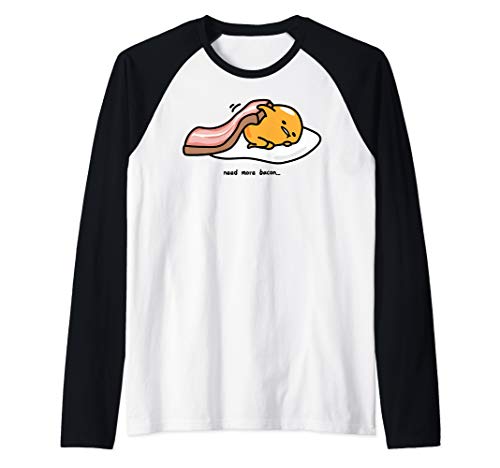 T 饯 եå ȥåץ ǥ Gudetama Need More Bacon Raglan Baseball...