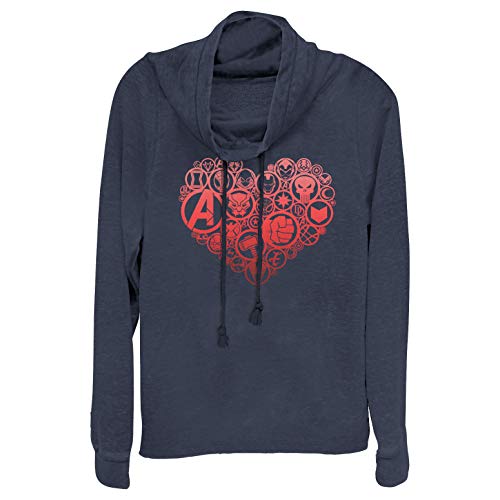 Tシャツ キャラクター ファッション トップス 海外モデル Marvel Junior's Valentine's Day Hero Icon Heart Cowl Neck Sweatshirt - Navy Blue - 3X LargeTシャツ キャラクター ファッション トップス 海外モデル