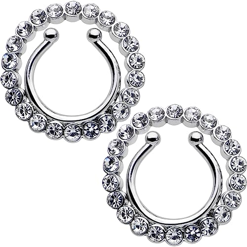 ボディキャンディー ピアス アメリカ 日本未発売 ブランド Body Candy Stainless Steel Fake Nipple Ring Clear Accent Circle Clip On Nipple Shield Nonpierced Nipple Jewelryボディキャンディー ピアス アメリカ 日本未発売 ブランド