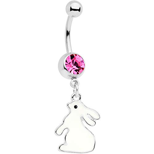 ܥǥǥ ԥ ꥫ ̤ȯ ֥ Body Candy Womens 14G Steel Navel Ring Piercing Pink Accent Bunny Glow in the Dark Dangle Belly Button Ringܥǥǥ ԥ ꥫ ̤ȯ ֥