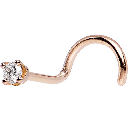 ボディキャンディー ピアス アメリカ 日本未発売 ブランド Body Candy Solid 14k Rose Gold 2mm Cubic Zirconia Left Nose Stud Screw 20 Gauge 1/4"ボディキャンディー ピアス アメリカ 日本未発売 ブランド