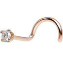 {fBLfB[ sAX AJ { uh Body Candy Solid 14k Rose Gold 2mm Cubic Zirconia Left Nose Stud Screw 20 Gauge 1/4