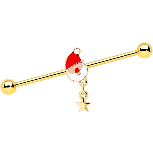 ܥǥǥ ԥ ꥫ ̤ȯ ֥ Body Candy Womens 14G 316L Steel PVD Helix Cartilage Earring Santa Star Dangle Industrial Barbell 1 1/2