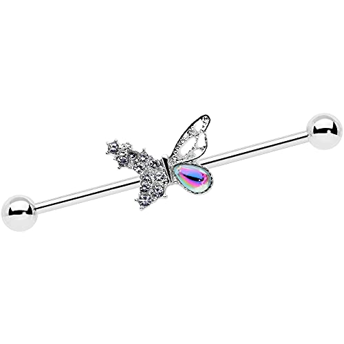 ܥǥǥ ԥ ꥫ ̤ȯ ֥ Body Candy Womens 14G Steel Helix Cartilage Earring Clear Accent Glam Butterfly Industrial Barbell 1 1/2
