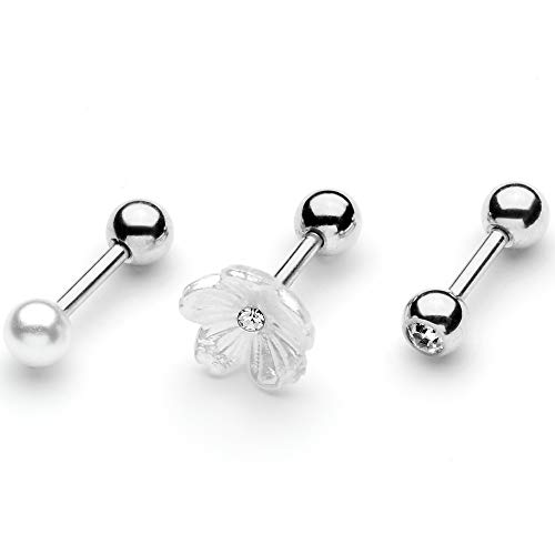 楽天angelicaボディキャンディー ピアス アメリカ 日本未発売 ブランド Body Candy 3Pc 16G Womens 316L Stainless Steel White Flower Cartilage Earring Helix Tragus Jewelry Set 1/4