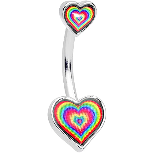 楽天angelicaボディキャンディー ピアス アメリカ 日本未発売 ブランド Body Candy Womens Steel Navel Ring Piercing Rainbow Tie Dye Hearts Double Mount Belly Button Ringボディキャンディー ピアス アメリカ 日本未発売 ブランド