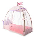 アメリカンガールドール 赤ちゃん おままごと ベビー人形 American Girl WellieWishers 14.5-inch Doll Royal Canopy Bed Playset with Mesh Drapes, Flag, and Blanket, For Ages 4+アメリカンガールドール 赤ちゃん おままごと ベビー人形