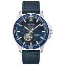 rv u[o Y Bulova Classic Marine Star Automatic Blue Leather Strap Watch | 45mm | 96A291rv u[o Y