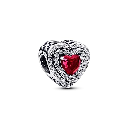 パンドラ ブレスレット チャーム アクセサリー ブランド Pandora Sparkling Red Leveled Heart Charm - Compatible Moments - Stunning Women's Jewelry - Mother's Day Gift - Made with Sterling Silver & Man-パンドラ ブレスレット チャーム アクセサリー ブランド