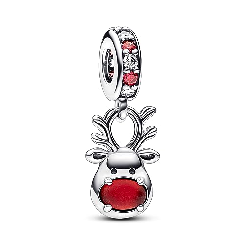 ѥɥ ֥쥹å 㡼 ꡼ ֥ Pandora Red Nose Reindeer Murano Dangle Charm, No Gift Boxѥɥ ֥쥹å 㡼 ꡼ ֥