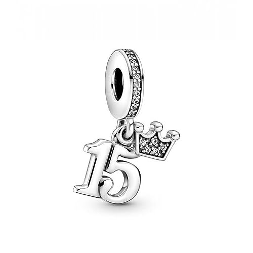 ѥɥ ֥쥹å 㡼 ꡼ ֥ Pandora 15th Birthday Dangle Charm - Compatible Moments Bracelets - Jewelry for Women - Gift for Women - Made with Sterling Silver & Cubic Zircoѥɥ ֥쥹å 㡼 ꡼ ֥