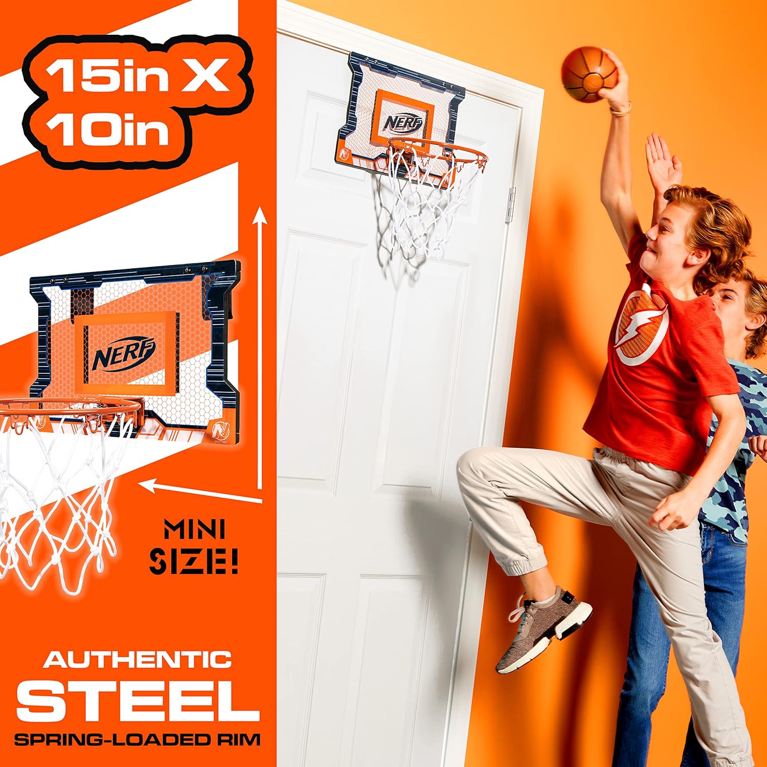 ナーフ アメリカ 直輸入 ソフトダーツ リフィル NERF Over The Door Mini Basketball Hoop Set - Pro Hoop Mini Hoop Set with NERF Foam Basketball - Steel Rim Great for Dunking - Perfect Bedroom + Office Accessorナーフ アメリカ 直輸入 ソフトダーツ リフィル 2