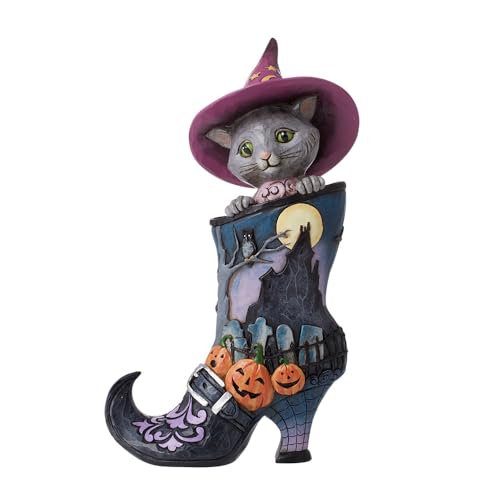 エネスコ Enesco 置物 インテリア 海外モデル アメリカ Enesco Jim Shore Heartwood Creek Four Seasons Witch's Boot with Black Catエネスコ Enesco 置物 インテリア 海外モデル アメリカ