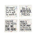 エネスコ Enesco 置物 インテリア 海外モデル アメリカ Enesco Our Name is Mud Messages Paint Splatter Drink Coaster Set, 3.94 Inch, Multicolorエネスコ Enesco 置物 インテリア 海外モデル アメリカ
