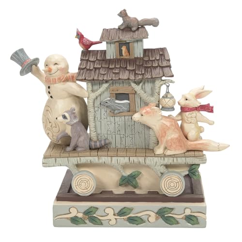 エネスコ Enesco 置物 インテリア 海外モデル アメリカ Enesco Jim Shore Heartwood Creek Four Seasons All Aboard The White Woodland Caboose with Snowman and Animals Figurine, 8 Inchesエネスコ Enesco 置物 インテリア 海外モデル アメリカ