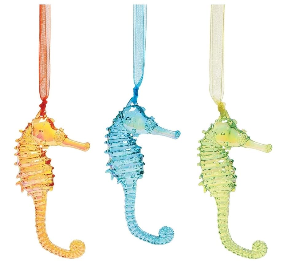 GlXR Enesco u CeA COf AJ Enesco Coastal Nautical Facets Seahorse ORN, 3 AsstGlXR Enesco u CeA COf AJ