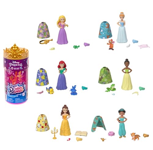 Сӡ Сӡͷ Mattel Disney Princess Small Doll Royal Color Reveal with 6 Surprises Including 1 Character Figure and 4 Accessories (Dolls May Vary)Сӡ Сӡͷ